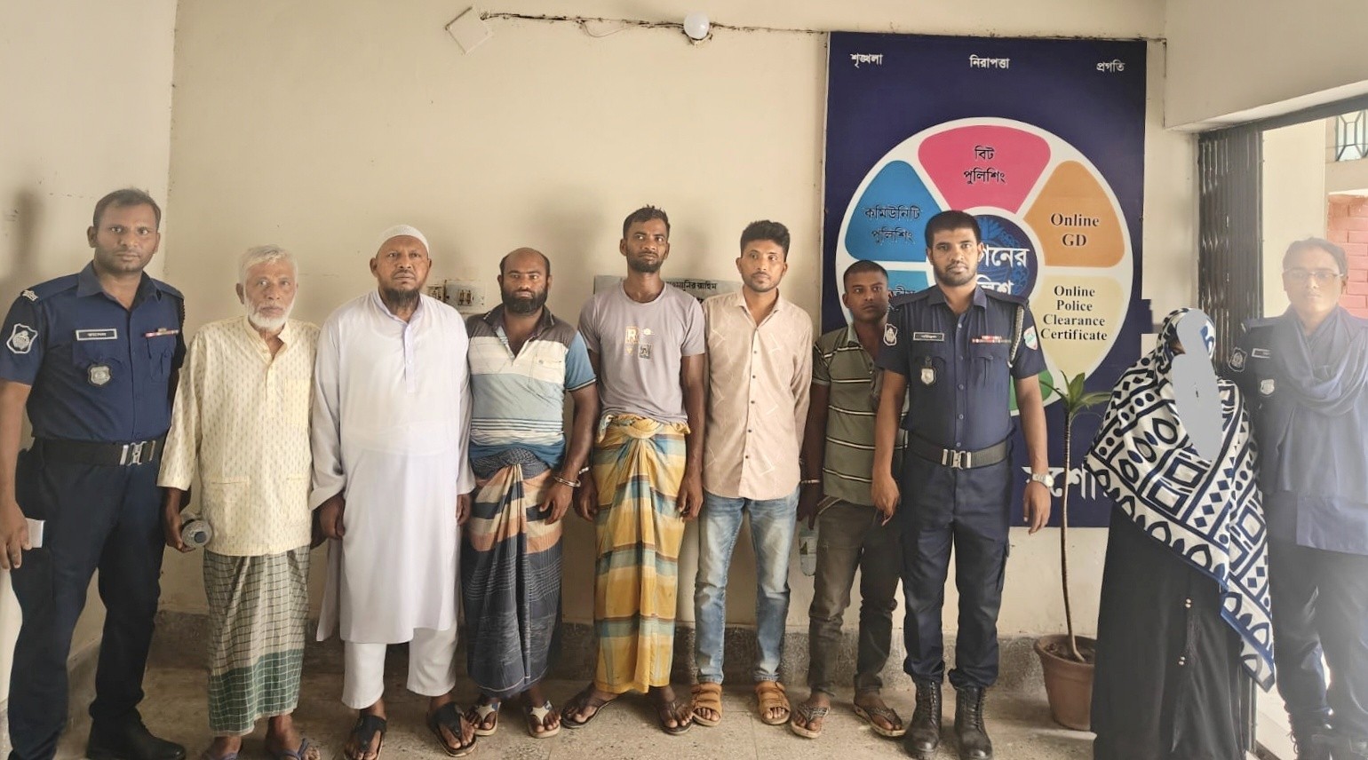 যশোরে শার্শায় পরোয়ানাভুক্ত ৭ পলাতক আসামি আটক
